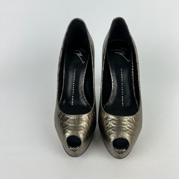 Giuseppe Zanotti NEW Womens Sharon Metallic Snake Platform Heels size 37 US 7 - Picture 2 of 16